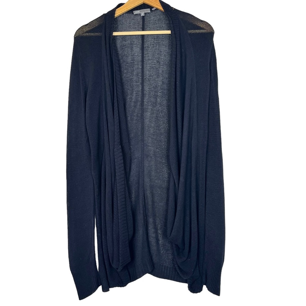 Vince Pleated Open Front Longline Cardigan Sweater